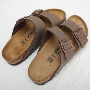 Birkenstock Arizona Two-Strap Sandals in Brown with Copper buckles